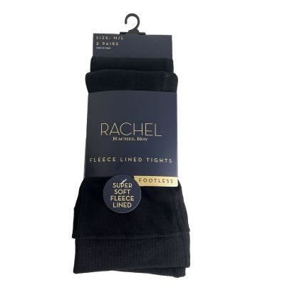 Rachel Roy Fleece Lined Tights Footless Black 2 Pack Women's Size M/L NEW